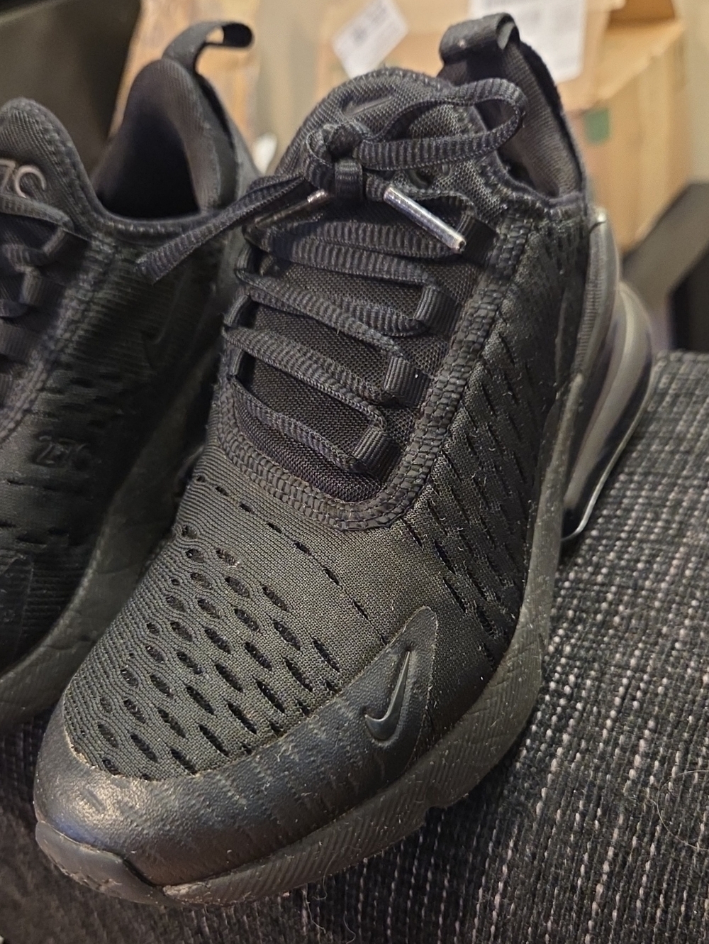 Nike Air270 Kids All-Black Breathable Athletic Sneakers